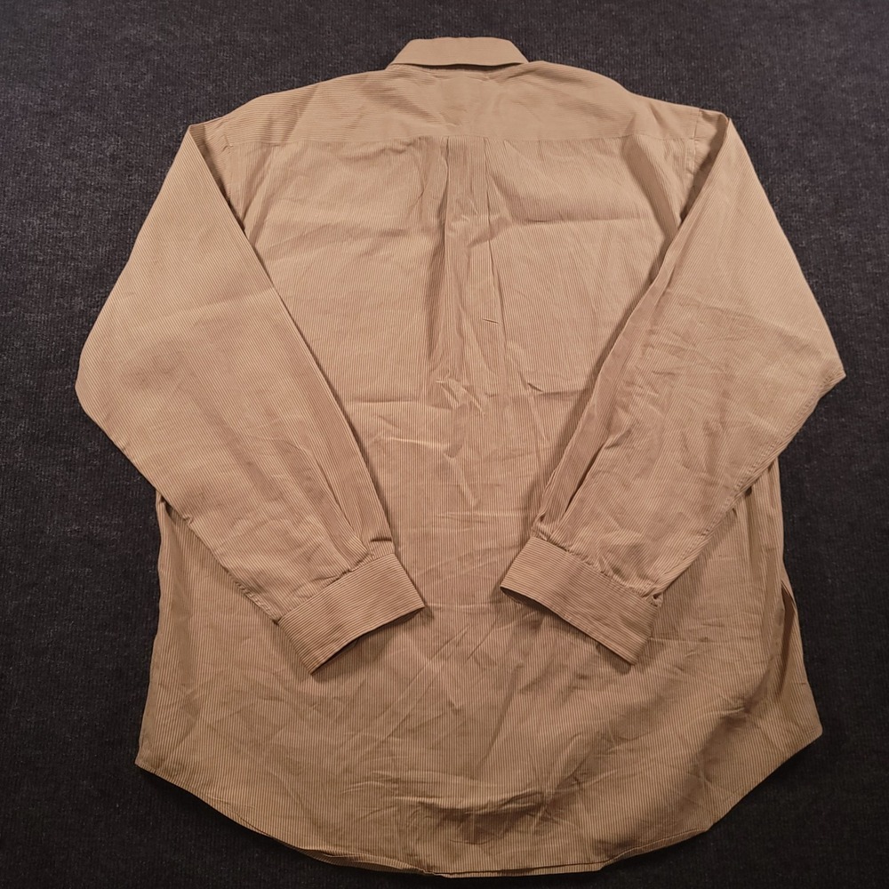 Vintage‎ Tommy Hilfiger Men Long Sleeve Button Shirt Medium Tan Pinstripe Cotton - Picture 8 of 8